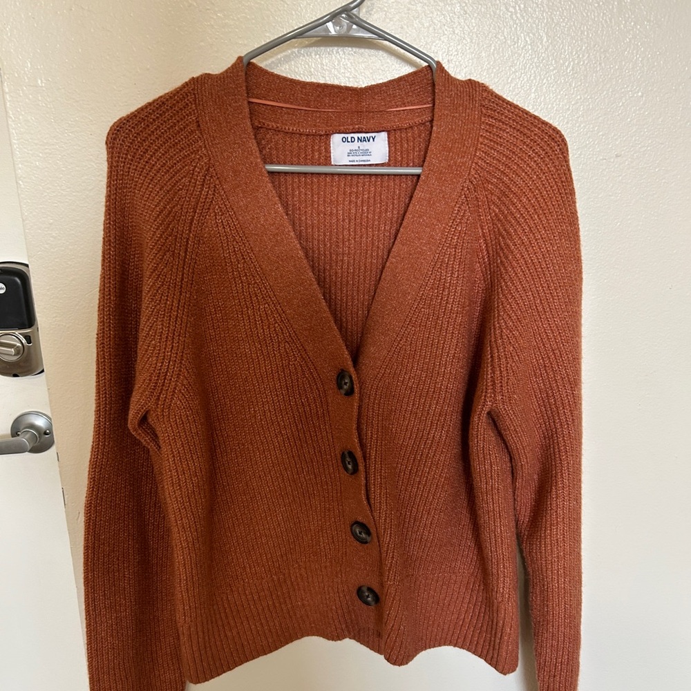 Old Navy Orange Cardigan Sweater V-Neck